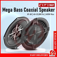 Universal Car Audio Speaker 6x9 Inch 3 Way 450W Mega Bass Coaxial Speakers Y693