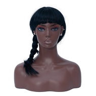 Black Bust Props Head Model Female Double Shoulder Skin Color Model Head Female Display Head Model W