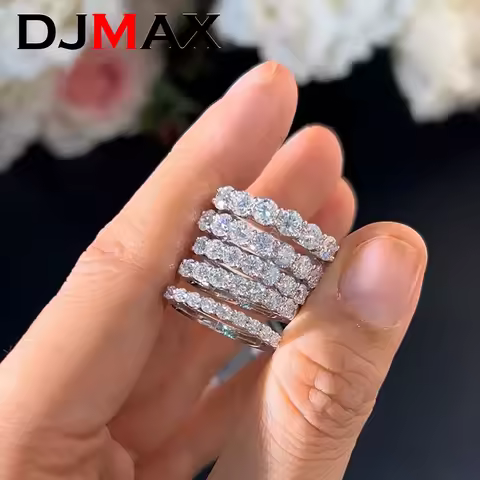 2026 DJMAX Original 925 Sterling Silver Row Rings Lady's Moissanite Diamond Ring Premium Moissanite 
