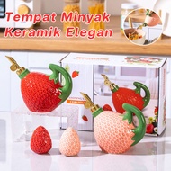 Rosy Ceramic Cooking Oil Container / Elegant Ceramic Oil Container / Large 500ml Oil Vinegar Jug