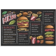 Food Poster Burger Menu Canvas Painting Printing Suitable For Restaurant Burger Restaurant Kitchen D