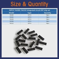 50PCS 74HC/ 74LS Integrated Circuit Logic IC Kit DIP-14 74HC00 74HC02 74HC04 74HC08 74HC32 74LS00 74