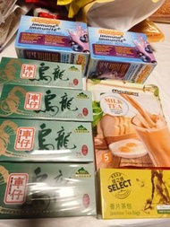 茶包組合 茶包沖劑 Nutrigold 諾思樂即溶奶茶 佳之選香片茶包 車仔烏龍茶包  Emergen-c immune plus  藍莓味 查詢前請細閱下列產品資料 雜貨面交選購滿$100或加購任何