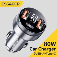 ESSAGER Car Charger USB Type C PD Fast Charging for iPhone 14/13/Huawei/Xiaomi/Samsung/iPad/Laptop/T