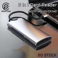 {SG Seller} 6 In 1 USB And Type C Multifunction Card Reader SD/TF/MS/XD/CF/M2 Reader For PC Laptop