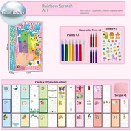 TimeHebay 35Pcs Squeegee Art Kids Paint Kit, DIY Material Magic Reveal Rainbow Scratch Art EN