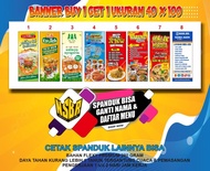 Banner Jualan/Stand banner Ukuran 40x100/Banner Pilih Desain/Beli Satu Gratis Satu/Bisa Ganti Nama w