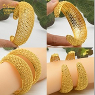 Lốp Lớn Retro Quý Phái Dubai Nữ 24K Lỗ Rỗng Mạ Vàng C Vòng Tay Hình Ấn Độ Nigeria Việt Nam Đám Cưới