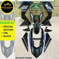 RAPIDO Cover Set Honda Rs150r V1 V2 V3 Special Edition (26) Black Body Cover Coverset Sticker Tanam Stripe Tanam