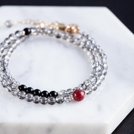 黑髮晶硃砂手鍊 | 黑瑪瑙手鍊 原礦硃砂化太歲防小人客製化禮物