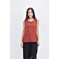 ((S) giordano ladies Cotton Sleeveless Red Top Second-Hand Clothes