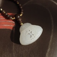 天然和田玉吊墜 羊脂玉香囊吊墜項鏈 一級白 鏤空雕刻 可放香丸
