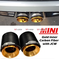 Gold Inner Carbon Fiber Mini Jcw Style Exhaust Tail Pipe Muffler Tips For Mini Cooper S F54 F55 F56 