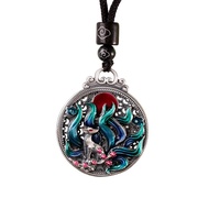 LR-Enamel painted nine-tailed fox pendant necklace Thailands original genuine fox necklace promote c