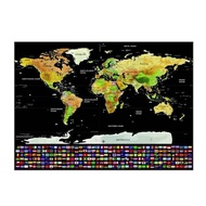 Scratch Off Map Of The World Travel Map Poster Easy Scratching Gold F With Country Flags Poster Home