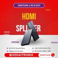 VENTION HDMI 2.0 SPLITTER 1 in 8 Out Aluminum Black SUPPORT UP TO 4K RES