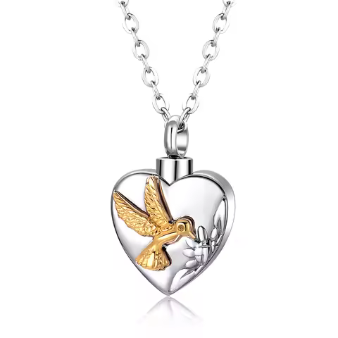 Peace Dove Heart Cremation Jewelry for Ashes Pendant Urns for Pet/Human Stainless Steel Memorial Nec