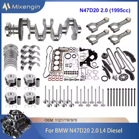 Engine Crankshaft Piston connecting rod Gasket Set Timing Chian Kit Fit 2.0 N47D20 N47 Diesel For BM