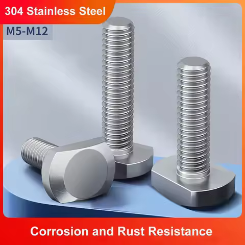 M5 M6 M8 M10 M12 Bolts for T-Slot GB37 304 Stainless Steel T Shape T Hammer Head Bolt Rectangle Mach