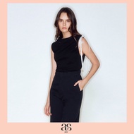 [asv rs24] Darlene Ruched Top เสื้อผู้หญิง คอกลม แขนกุด แต่งรูดผูกโบว์ที่ไหล่ ผ้าเจอร์ซี่