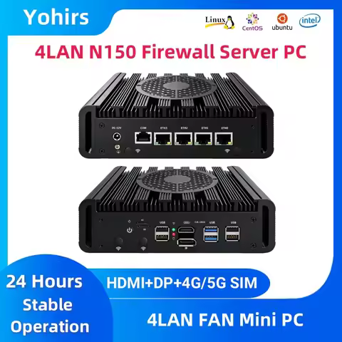Yohirs Industrial Mini PC Intel N150 DDR5 M.2 NVME Support 5G 4G WIFI HDMI2.0 4xUSB 1xDP Win11 Pro L