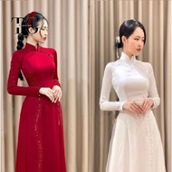 Bridal ao dai, engagement ao dai, modern wedding dress, wedding ao dai, high quality silk ao dai wit