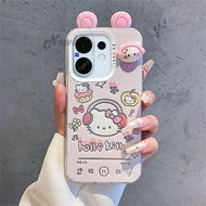 เคส Vivo V60 V50 เคส Vivo V50 Lite เคสลายแมวเคธี่ เคสแข็งกันกระแทก เคสโทรศัพท์แบบมีปุ่มโลหะชุบ