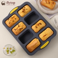 FLYTOP Framed Silicone Muffin Pan 8-Cup Square Baking Mold Foldable Nonstick Heat Resistant Brownie 