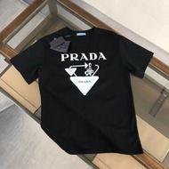 PRADA2002 Short-Sleeved Men Women Same Style Summer T-Shirt Casual Loose Pure Cotton T-Shirt