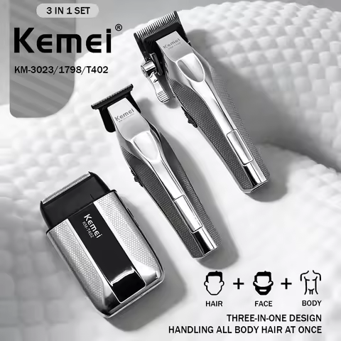 Kemei Clippers Professional Haircut Suit Rechargeable Hair Clippers Metal Body Shaver LCD Display Cl