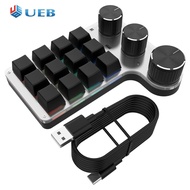 ไฟ RGB 12/3ลูกบิดกุญแจ7สีแบบมีสายแป้นพิมพ์บลูทูธ USB ที่เข้ากันได้สามารถตั้งโปรแกรมได้แบบ DIY