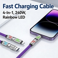 Magnetic Flash Cable 4-in-1 LED Typec Data Rainbow Light Fast Charging Fast Charging 240W