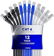 Ethernet Cable 25 ft CAT6 High Speed Internet Network LAN Patch Cable Cord - 12 Pack (25 feet, Multi