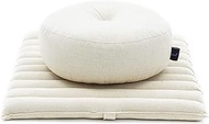 Leewadee Meditation Cushion Set – 1 Small Zafu Yoga Pillow and 1 Small Roll-Up Zabuton Mat Filled with Kapok