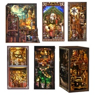 Hot-selling Custom 3D Wooden Puzzle DIY Book Nook Kit Assemble a Mini LED Lighted Wooden Toy House E