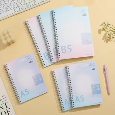 Gradient Spiral Notebook A5 B5 Pastel PP Cover Grid/Lined/Blank Pages 70GSM Paper Aesthetic Statione