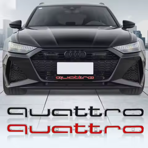 3D ABS Quattro Emblem Car Front Grille Badge LOGO Auto Accessorie For Audi SLine A5 C6 C5 A1 A7 Q3 T