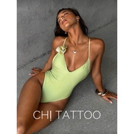 Green one-piece bikini BL71 size S