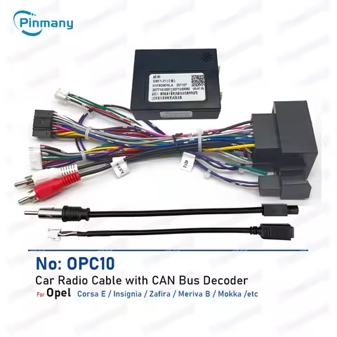Pinmany Auto Radio Cable OPC11 16-pin Wire Harness Adapter with CAN Bus Decoder for Opel Zafira Cors