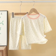Ready Stock Children's Homewear Set Boys Girls Pajamas Simple 7A Antibacterial Air Conditioning Clot