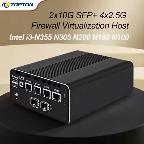 2*10G SFP+ Intel i3-N355 N305 N200 N150 N100 Mini PC Firewall Virtualization Host 4x i226-V 2.5G RJ4