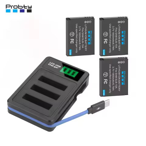 Probty 1800mAh SLB-10A SLB 10A Replacement Battery for Samsung P800 P1000 PL50 PL51 PL55 SL420 SL502