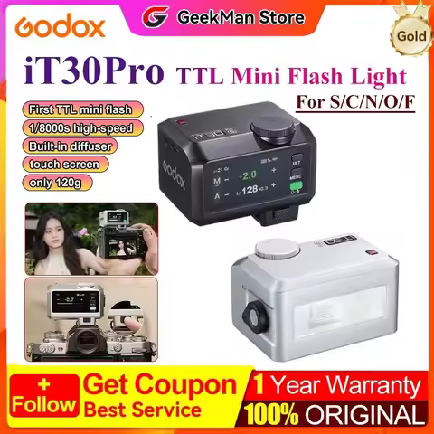 Godox iT30Pro iT30 Pro C/N/S/F/O 2.8" Touchscreen Pocket Flash TTL Auto-Exposure 2.4G Wireless on Ca