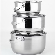 Buffalo 3 in 1 Stainless Steel Pot Set 16cm/20cm/22cm牛头牌调理锅