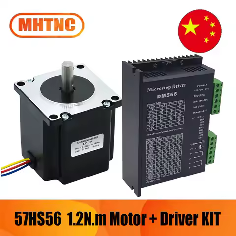 MHTNC Nema23 56mm Stepper Motor 1.2N.m 4-lead D 6.35mm with TB6600/DM542/DM556/DM556D Hybrid Step Dr