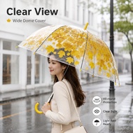 Transparent Round Umbrella Transparent Bubble Umbrella Maple Leaf Design Payung Strong Ribs