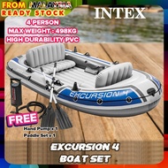 INTEX 68324 Excursion 4Boat Set Inflatable Boat 4Person Fishing Boat Raft Boat Widened Kayak Air Kay