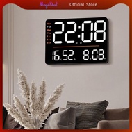 MagiDeal Large Digital Wall Clock LED Wall Clock Humidity Dst with Temperature 12/24H Time Mode with