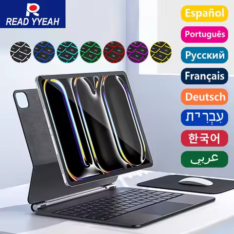 READ YYEAH 2025 iPad Magic Keyboard for Pro 11 12.9in 2018-2022 Hebrew Spanish Portuguese Bilingual 