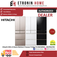 Hitachi 401L 6 Doors Bottom Freezer Fridge R-HW530NS - XK/XW/XN